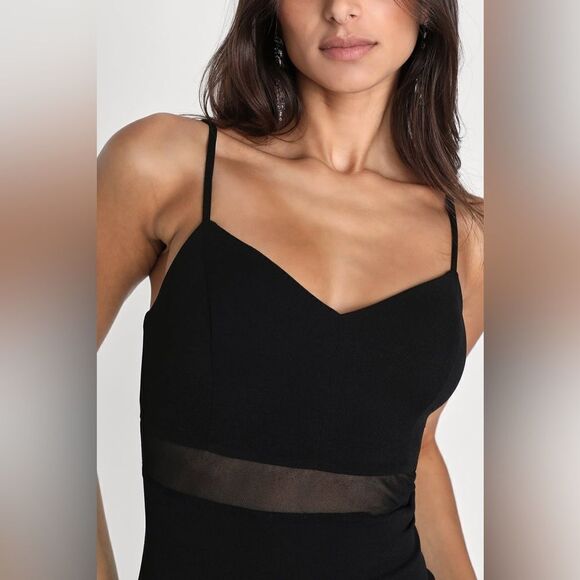 Lulus Party Aesthetic Black Mesh Sleeveless Bodycon Mini Dress‎ Sz M - Picture 5 of 9